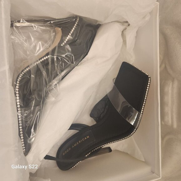 Good American Black Jeweled Heels. NIB. Size Various. - Picture 9 of 10